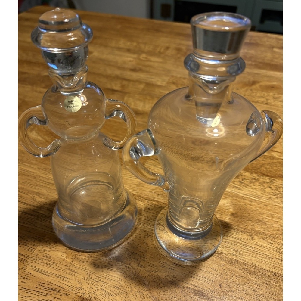 NEW‎ Vintage Neiman Marcus Mr. & Mrs. Oil and Vinegar Cruets Hand-Blown Glass